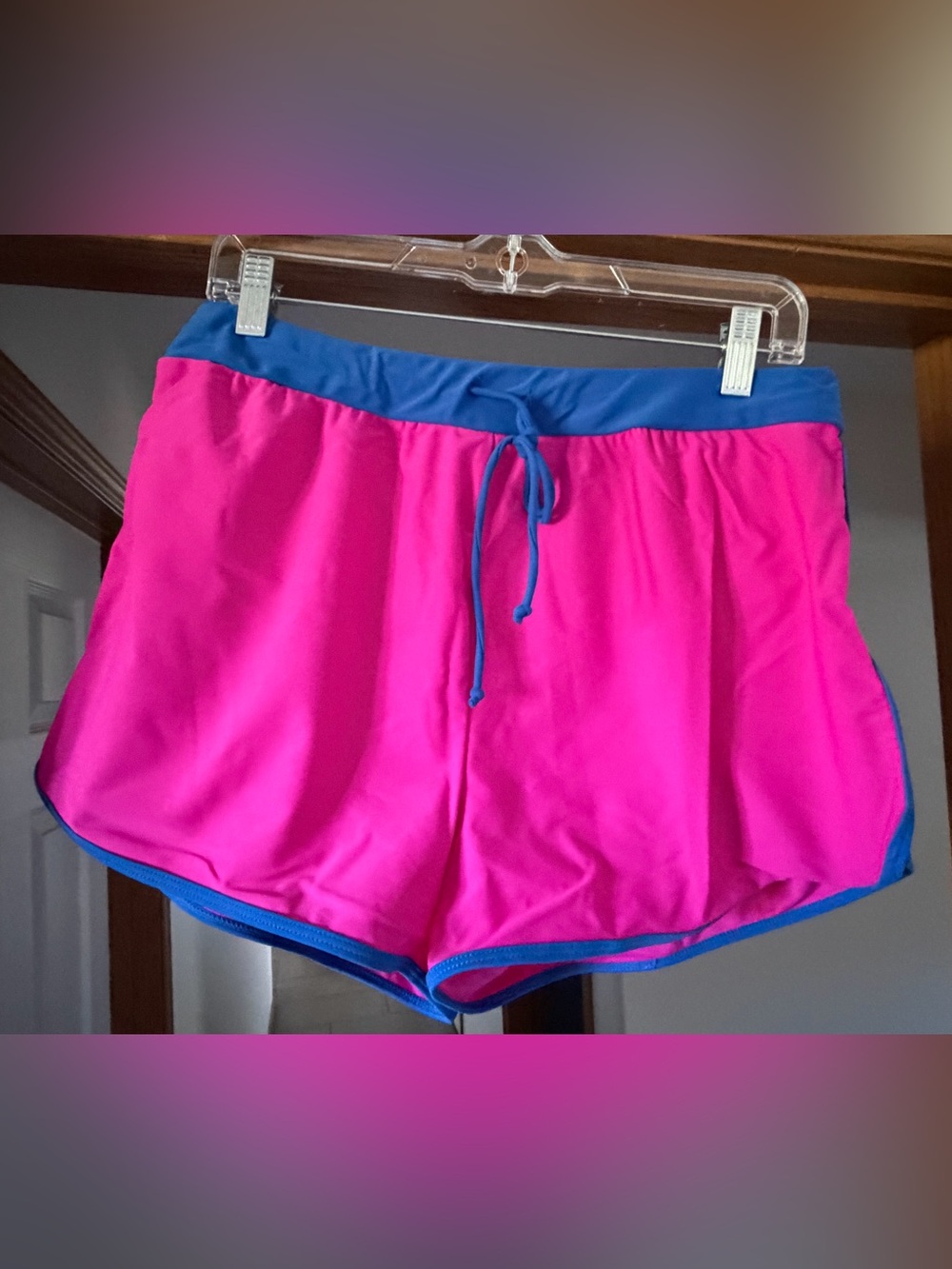 Women’s Pink Bikini Bottoms with Blue Trim
